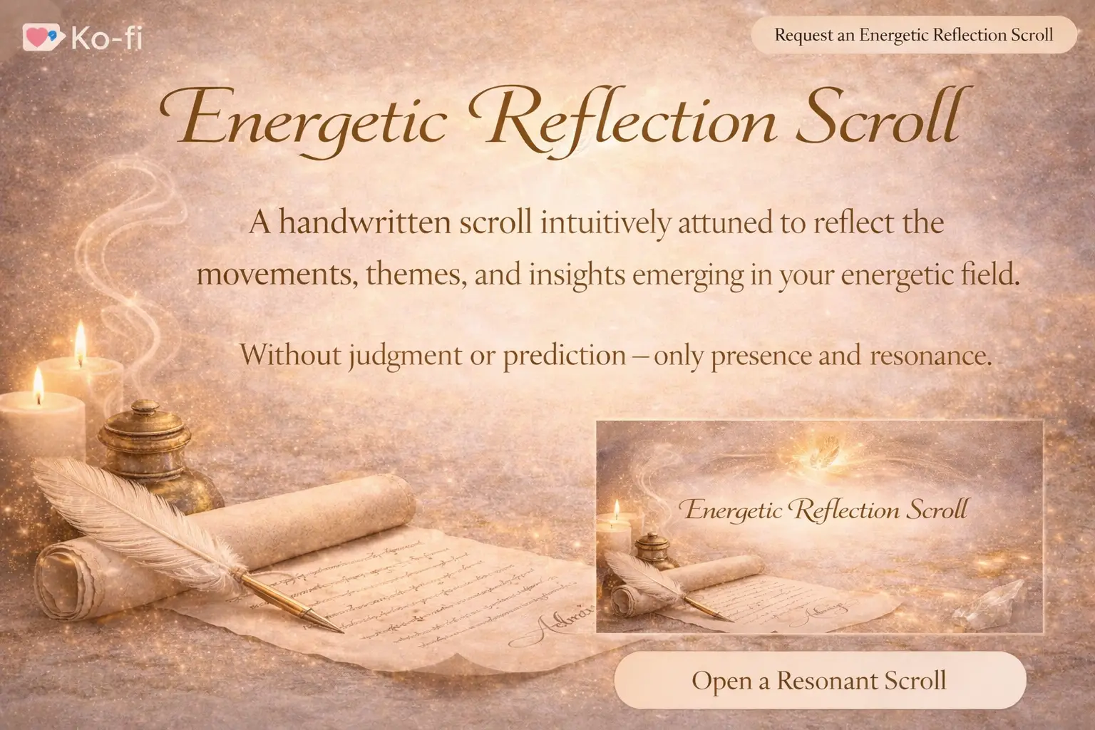 Energetic reflection scroll promotion Ko-Fi Visual 1